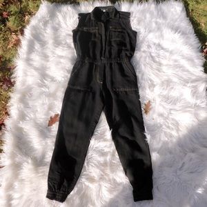 Black Linen Utility Jumpsuit